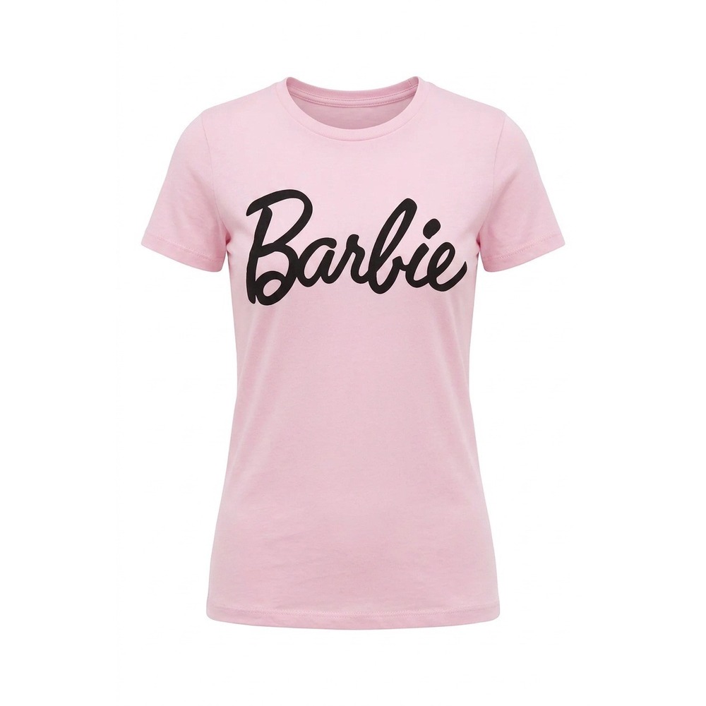 Barbie Mens Pink Graphic T-Shirt Script Logo Cotton Crew Neck MWBA03HMSC S NEW